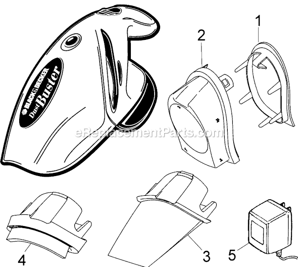 Page A Diagram and Parts List for V3610  Black and Decker Hand Vacuum